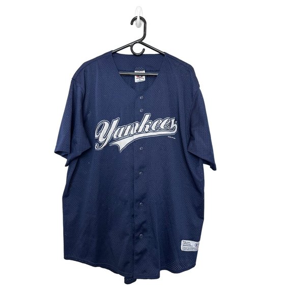 MLB Other - MLB New York Yankees Men's Perforated Blue Button Jersey Size XL